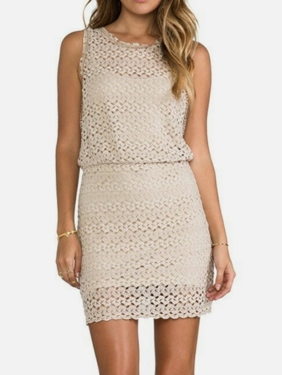 Free People Dresses & Skirts - Free People Lily Lace Crochet Blouson Mini Dress in Natural Size Medium